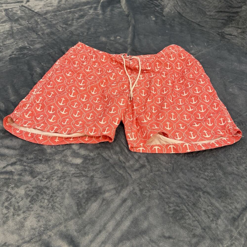 Trunks Surf & Swim Co Beach Shorts Mens Sz XXL Anchor AOP Salmon Mesh Lined